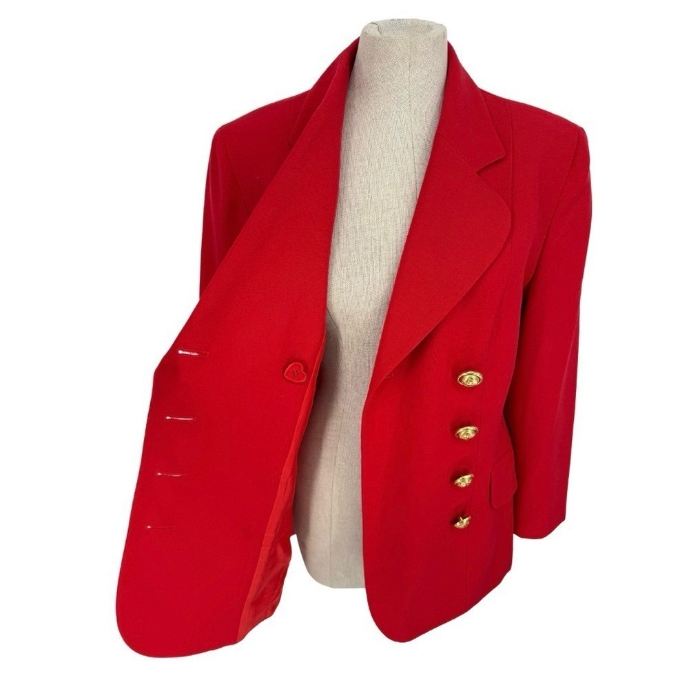 Moschino Cheap and Chic Vintage Double Breasted Wool Blazer Bright Red 10 Italy - Picture 10 of 16